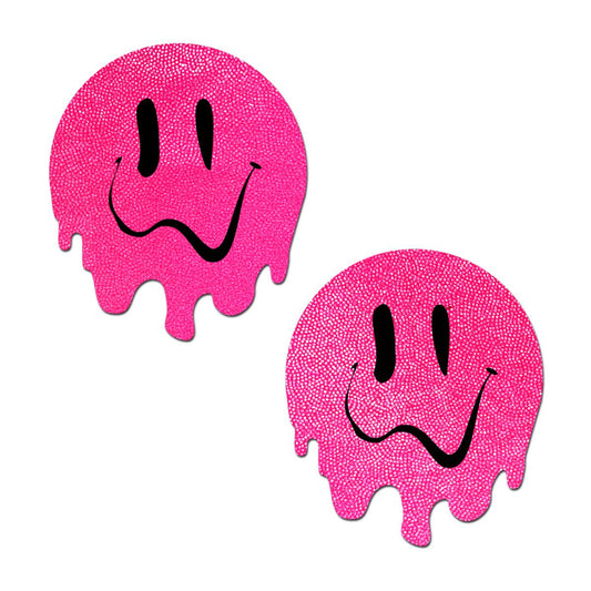 Neon Pink Melted Smiling Face Nipple Pasties
