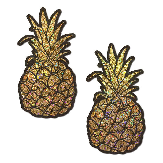 Pineapple on Glitter Gold Nipple Cover Pasties