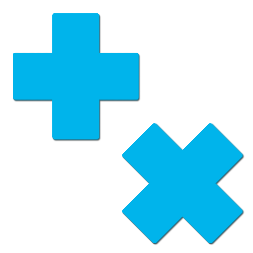 Plus X: Glow-in-the-Dark Neon Cross Pasties - Turquoise