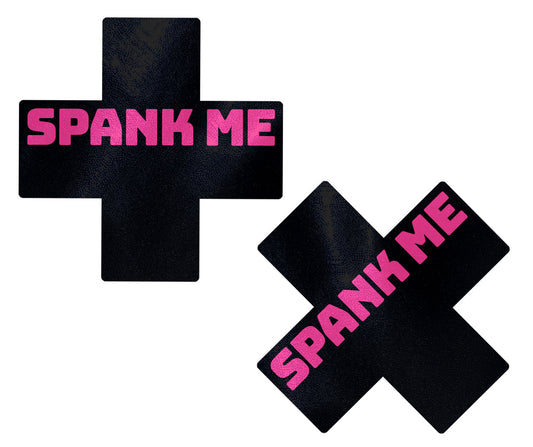 Spank Me x + Pasties - Black w Pink – Rechargeable, Discreet, Intimate Wellness Accessory – Quiet, Rechargeable, Waterproof, Couples & Solo Use, Discreet Intimate Wellness Accessory