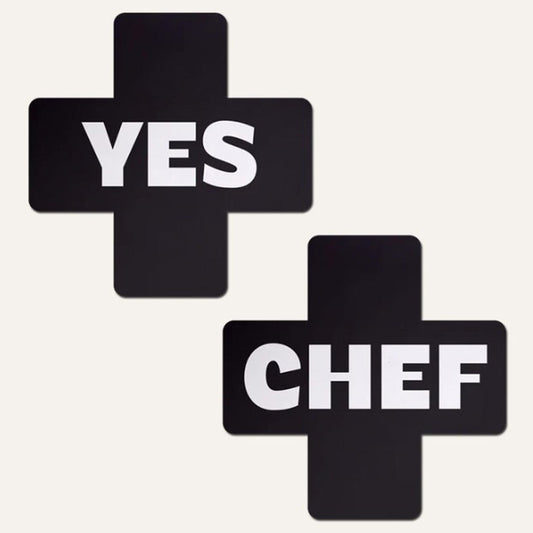 Black & White Yes Chef Pasties by JennaJean8 – Rechargeable, Discreet, Intimate Wellness Accessory – Quiet, Rechargeable, Waterproof, Couples & Solo Use, Discreet Intimate Wellness Accessory