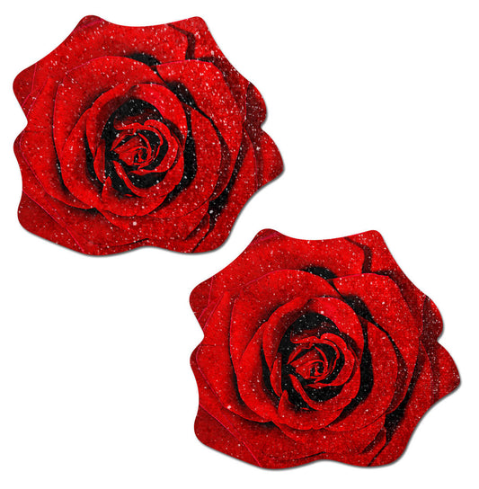 Red Glitter Velvet Blooming Rose - Red – Rechargeable, Discreet, Intimate Wellness Accessory – Quiet, Rechargeable, Waterproof, Couples & Solo Use, Discreet Intimate Wellness Accessory