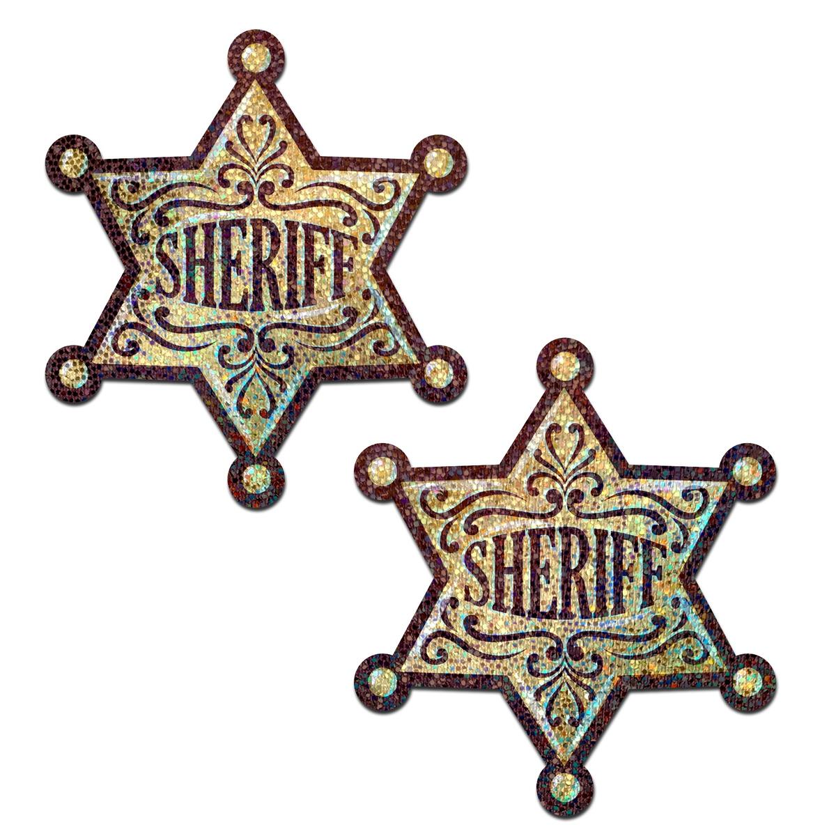 Sheriff Star: Glittering Golden Sheriff's Badge Pasties – Rechargeable, Discreet, Intimate Wellness Accessory – Quiet, Rechargeable, Waterproof, Couples & Solo Use, Discreet Intimate Wellness Accessory