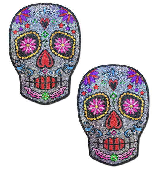 Multi-Colour Sugar Skull Face Pasties – Rechargeable, Discreet, Intimate Wellness Accessory – Quiet, Rechargeable, Waterproof, Couples & Solo Use, Discreet Intimate Wellness Accessory