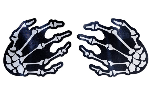 Boney Skeleton Hands Pasties - White/Blk – Rechargeable, Discreet, Intimate Wellness Accessory – Quiet, Rechargeable, Waterproof, Couples & Solo Use, Discreet Intimate Wellness Accessory