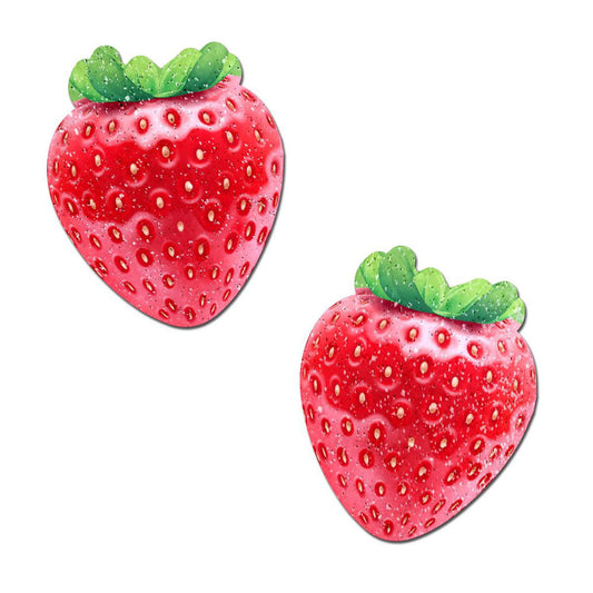 Strawberry: Sparkly Red & Juicy Berry Nipple Pasties – Rechargeable, Discreet, Intimate Wellness Accessory – Quiet, Rechargeable, Waterproof, Couples & Solo Use, Discreet Intimate Wellness Accessory