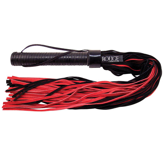 Rouge Group Long Suede Flogger with Leather Handle-Black/Red.