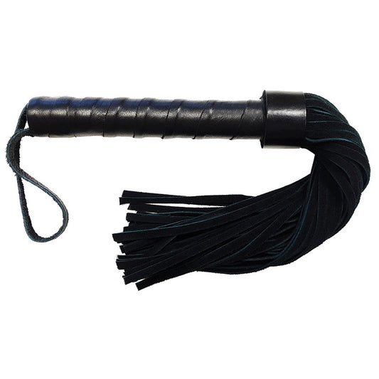 Rouge Group Short Suede Floffer with Leather Handle-Black.