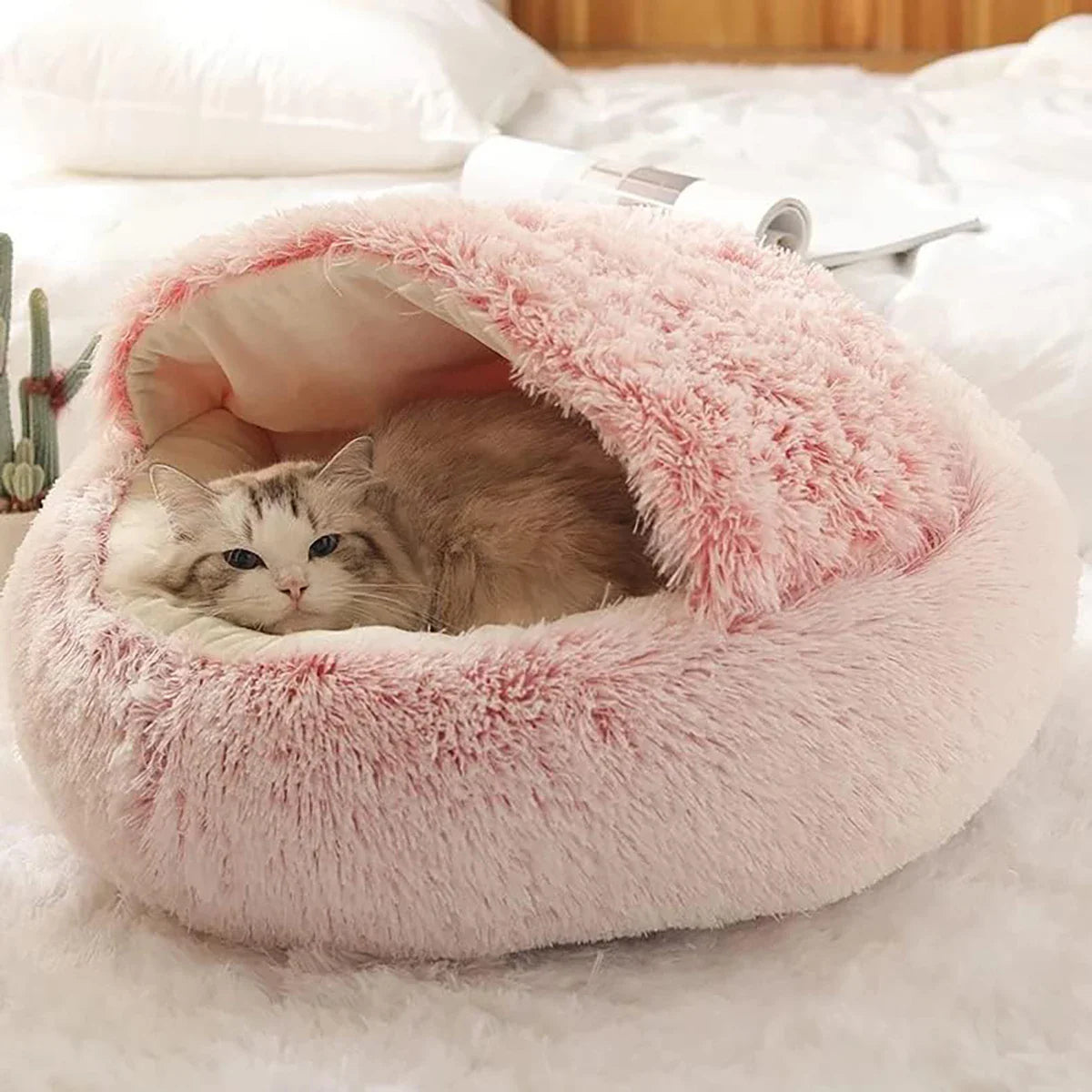 SOFT PLUSH ROUND CAT BED