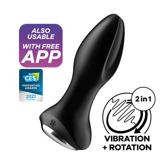 Rotator Plug 2+ Black - Connect App – Rechargeable, Discreet, Intimate Wellness Accessory – Quiet, Rechargeable, Waterproof, Couples & Solo Use, Discreet Intimate Wellness Accessory