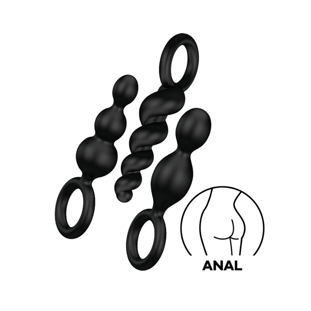 Booty Call 3pc - Black – Rechargeable, Discreet, Intimate Wellness Accessory – Quiet, Rechargeable, Waterproof, Couples & Solo Use, Discreet Intimate Wellness Accessory