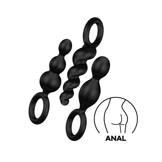 Booty Call 3pc - Black – Rechargeable, Discreet, Intimate Wellness Accessory – Quiet, Rechargeable, Waterproof, Couples & Solo Use, Discreet Intimate Wellness Accessory
