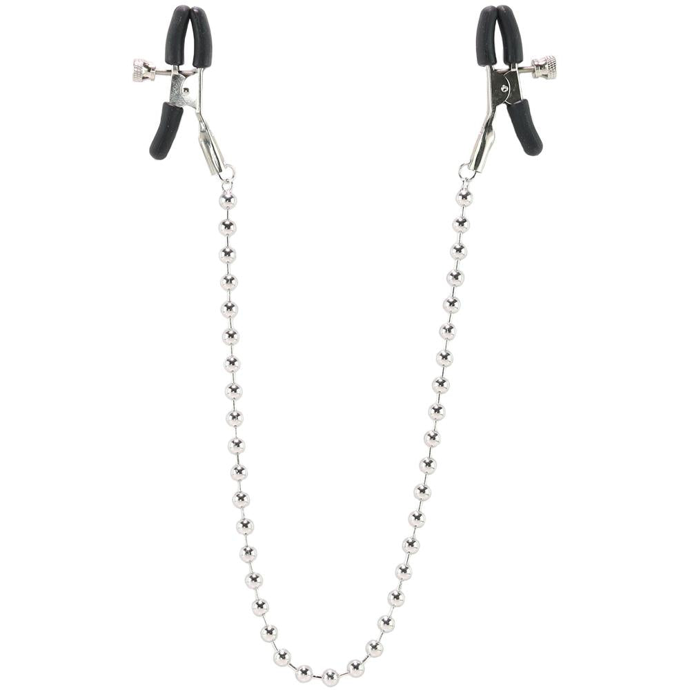Nipple Play Silver Beaded Nipple Clamps – Rechargeable, Discreet, Intimate Wellness Accessory – Quiet, Rechargeable, Waterproof, Couples & Solo Use, Discreet Intimate Wellness Accessory