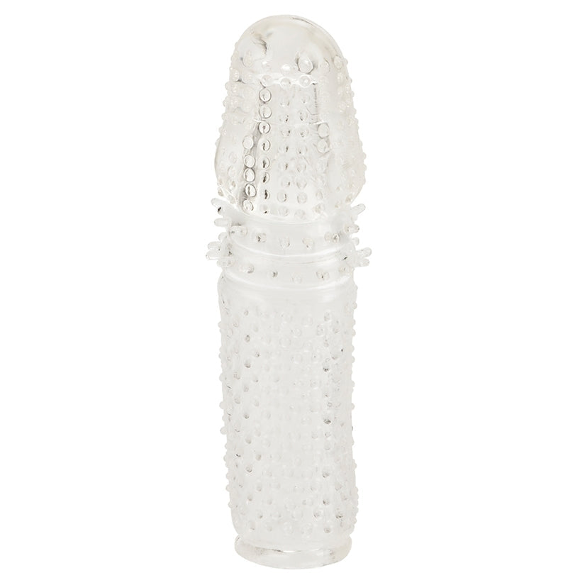 Extension. The textured stimulator sleeve is designed for heightened sensuous<br>seduction and super-sized arousal satisfaction. The soft and super stretchy<br>extension sleeve glides on to the erect penis to enhance mutual ecstasy and to<br>prolong every orgasmic experience. The transparent Senso Extension with Lube<br>is made from soft