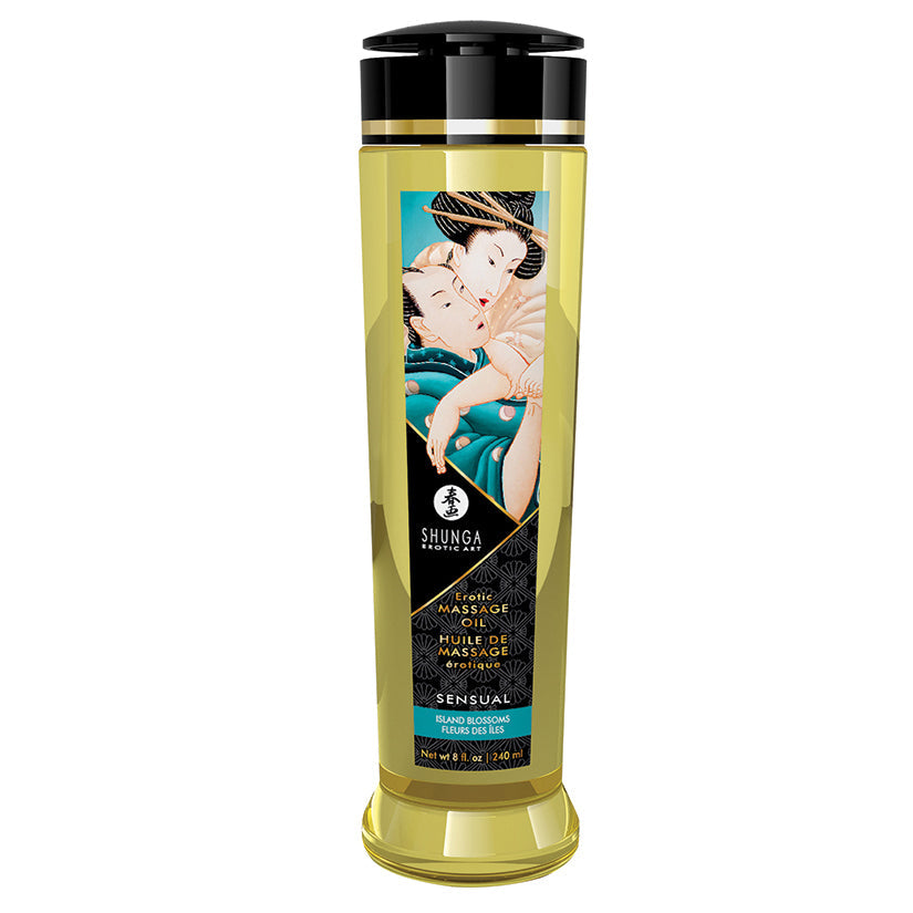 Shunga Erotic Massage Oil-Island Blossoms 8oz.