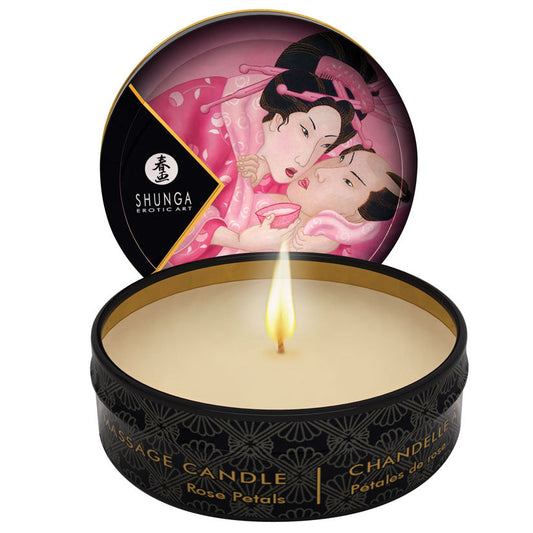 Shunga Mini Massage Candle-Rose Petals 1oz.