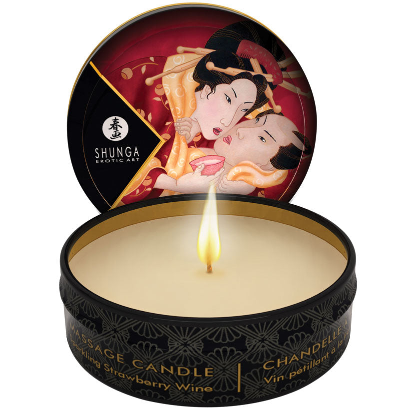 Shunga Mini Massage Candle-Sparkling Strawberry Wine 1oz.