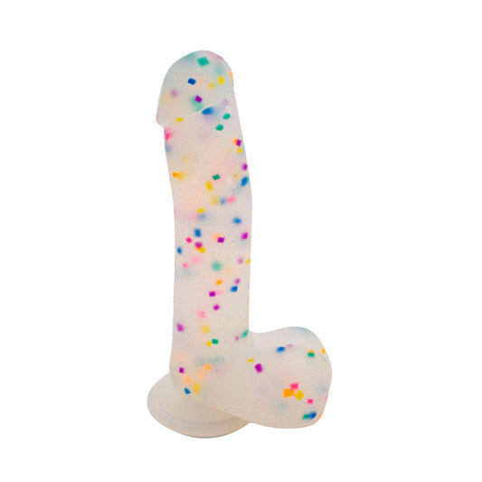 Get Lucky Confetti male 8.5" Silicone * – Rechargeable, Discreet, Intimate Wellness Accessory – Quiet, Rechargeable, Waterproof, Couples & Solo Use, Discreet Intimate Wellness Accessory