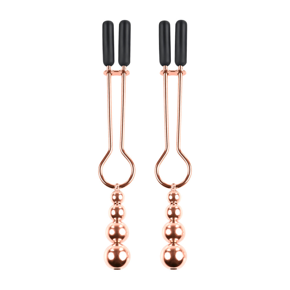 SELOPA - Beaded Nipple Clamps -Rose Gold – Rechargeable, Discreet, Intimate Wellness Accessory – Quiet, Rechargeable, Waterproof, Couples & Solo Use, Discreet Intimate Wellness Accessory