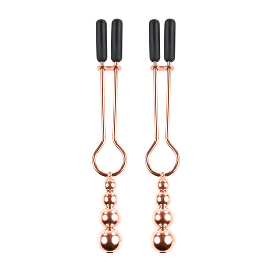 SELOPA - Beaded Nipple Clamps -Rose Gold – Rechargeable, Discreet, Intimate Wellness Accessory – Quiet, Rechargeable, Waterproof, Couples & Solo Use, Discreet Intimate Wellness Accessory