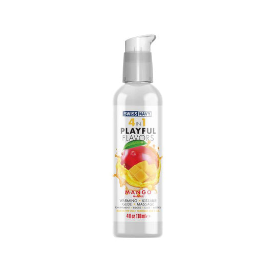 4in1 Playful Flavors - Mango 4oz – Rechargeable, Discreet, Intimate Wellness Accessory – Quiet, Rechargeable, Waterproof, Couples & Solo Use, Discreet Intimate Wellness Accessory