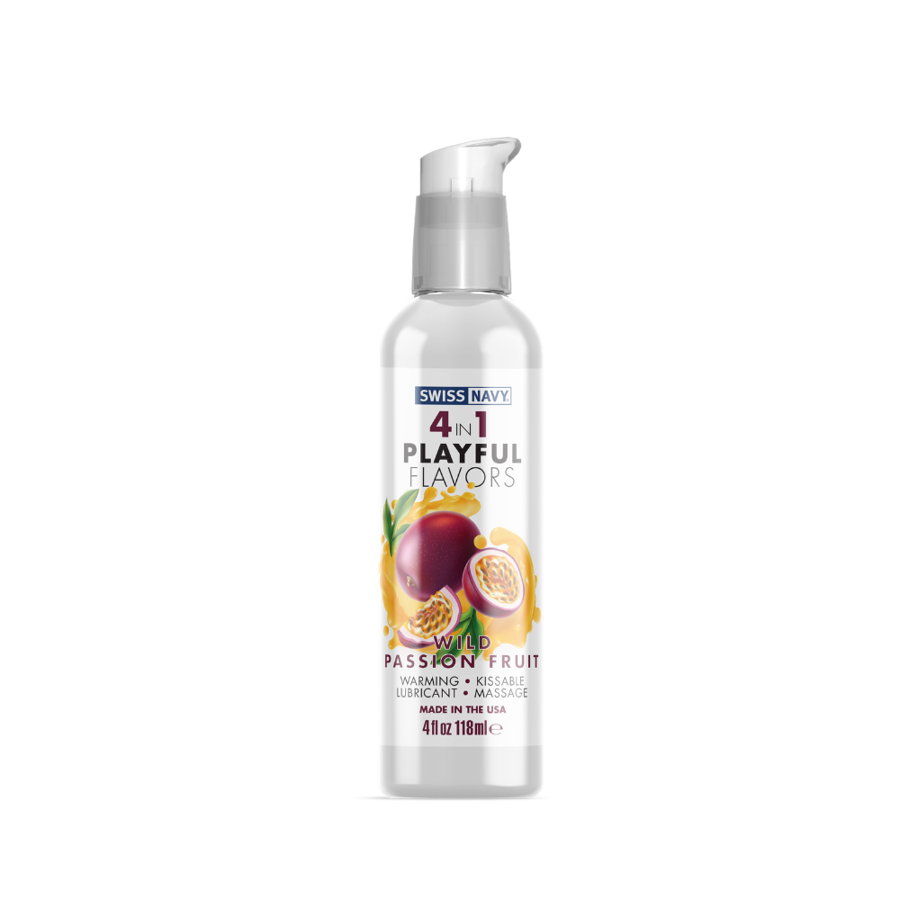 4in1 Playful Flavors - Passion Fruit 4oz – Rechargeable, Discreet, Intimate Wellness Accessory – Quiet, Rechargeable, Waterproof, Couples & Solo Use, Discreet Intimate Wellness Accessory