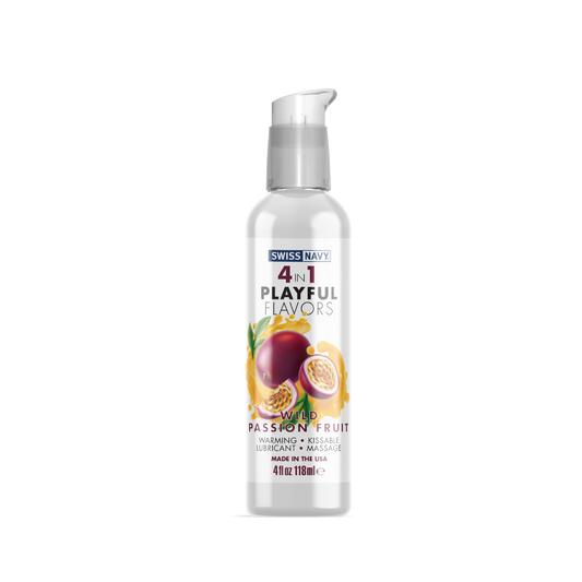 4in1 Playful Flavors - Passion Fruit 4oz – Rechargeable, Discreet, Intimate Wellness Accessory – Quiet, Rechargeable, Waterproof, Couples & Solo Use, Discreet Intimate Wellness Accessory