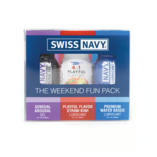 Swiss Navy Weekend Fun Pack 3x1oz – Rechargeable, Discreet, Intimate Wellness Accessory – Quiet, Rechargeable, Waterproof, Couples & Solo Use, Discreet Intimate Wellness Accessory