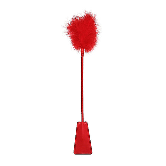 Ouch! Crop With Feather - Red – Rechargeable, Discreet, Intimate Wellness Accessory – Quiet, Rechargeable, Waterproof, Couples & Solo Use, Discreet Intimate Wellness Accessory