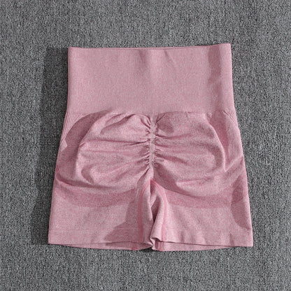 Solid Women Two Piece Sets Peach Buttocks Shorts Female Trackuists Gym Set Halter Fitness Shorts Push Up Bra Summer [BRA]