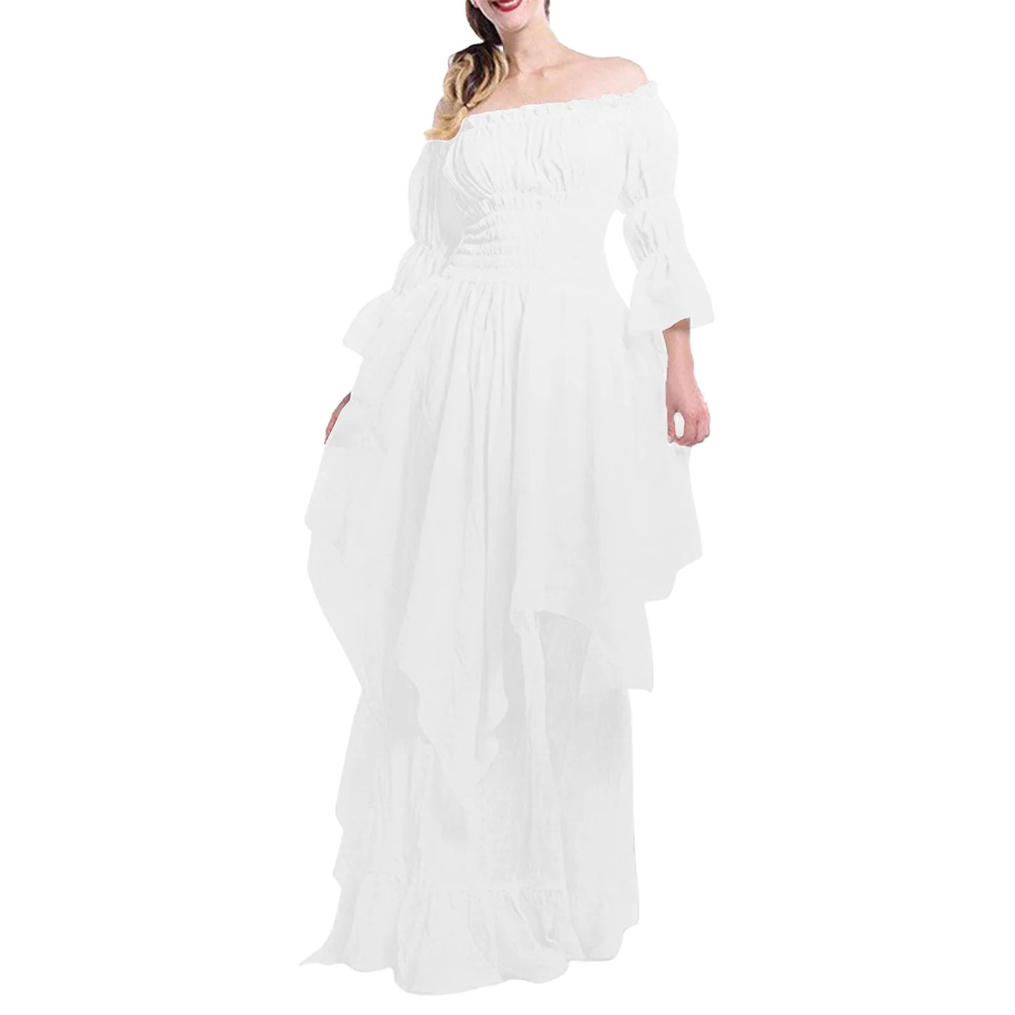 Lanetta | Navy Ruched High-Neck Maxi Dress With Split