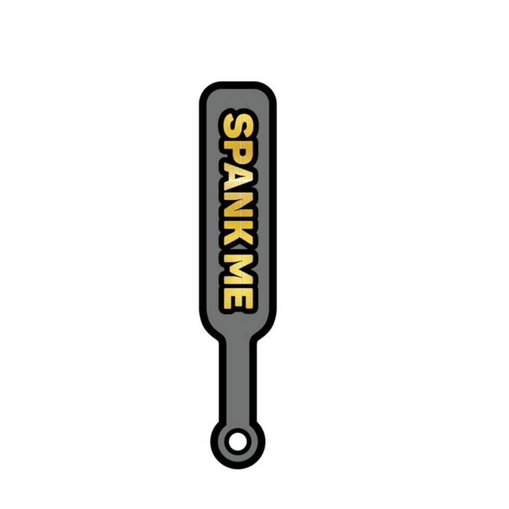 Enamel Pin: Spank Me Paddle - Grey/Gold – Rechargeable, Discreet, Intimate Wellness Accessory – Quiet, Rechargeable, Waterproof, Couples & Solo Use, Discreet Intimate Wellness Accessory