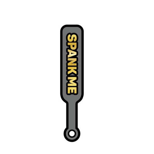 Enamel Pin: Spank Me Paddle - Grey/Gold – Rechargeable, Discreet, Intimate Wellness Accessory – Quiet, Rechargeable, Waterproof, Couples & Solo Use, Discreet Intimate Wellness Accessory