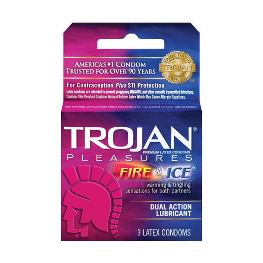 Trojans Pleasures Fire & Ice - 3 pk – Rechargeable, Discreet, Intimate Wellness Accessory – Quiet, Rechargeable, Waterproof, Couples & Solo Use, Discreet Intimate Wellness Accessory