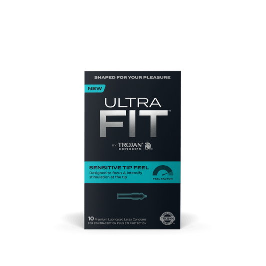 Trojan UltraFit Sensitive Tip - 10pk – Rechargeable, Discreet, Intimate Wellness Accessory – Quiet, Rechargeable, Waterproof, Couples & Solo Use, Discreet Intimate Wellness Accessory