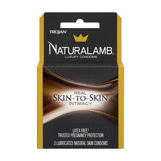 Trojan Natural Lamb Skin to Skin - 3 pk – Rechargeable, Discreet, Intimate Wellness Accessory – Quiet, Rechargeable, Waterproof, Couples & Solo Use, Discreet Intimate Wellness Accessory