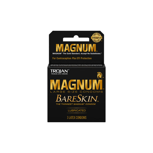 Trojan Magnum Bareskin Condoms - 3 pk – Rechargeable, Discreet, Intimate Wellness Accessory – Quiet, Rechargeable, Waterproof, Couples & Solo Use, Discreet Intimate Wellness Accessory