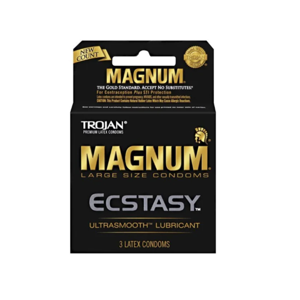Trojan Magnum Ecstasy Condoms - 3 pk – Rechargeable, Discreet, Intimate Wellness Accessory – Quiet, Rechargeable, Waterproof, Couples & Solo Use, Discreet Intimate Wellness Accessory
