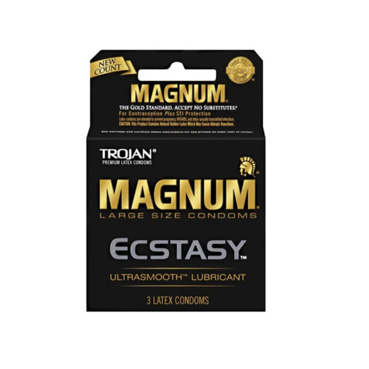 Trojan Magnum Ecstasy Condoms - 3 pk – Rechargeable, Discreet, Intimate Wellness Accessory – Quiet, Rechargeable, Waterproof, Couples & Solo Use, Discreet Intimate Wellness Accessory