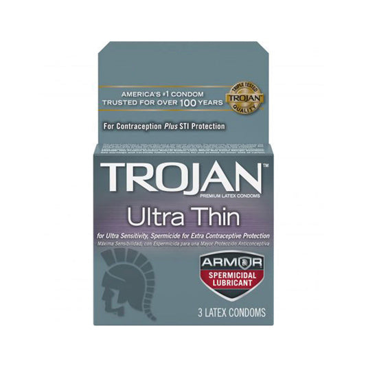 Trojan Ultra Thin Armor Spermacidal 3 pk – Rechargeable, Discreet, Intimate Wellness Accessory – Quiet, Rechargeable, Waterproof, Couples & Solo Use, Discreet Intimate Wellness Accessory
