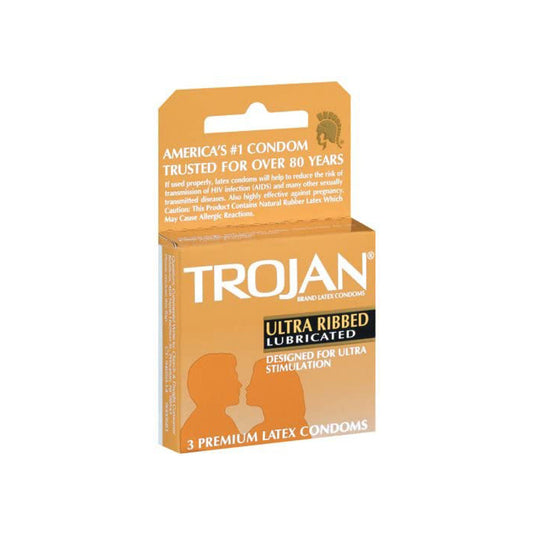 Trojan Ultra Ribbed Condoms - 3 pk – Rechargeable, Discreet, Intimate Wellness Accessory – Quiet, Rechargeable, Waterproof, Couples & Solo Use, Discreet Intimate Wellness Accessory