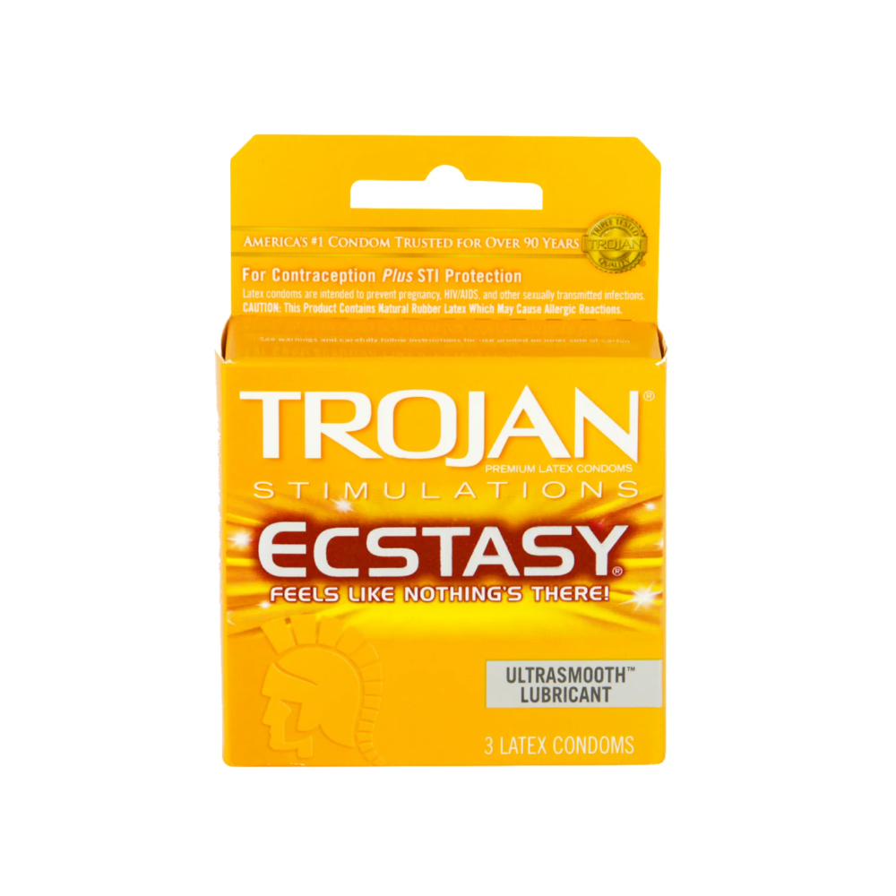 Trojan Ultra Ribbed Ecstacy Condoms 3 pk – Rechargeable, Discreet, Intimate Wellness Accessory – Quiet, Rechargeable, Waterproof, Couples & Solo Use, Discreet Intimate Wellness Accessory