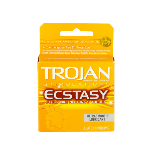 Trojan Ultra Ribbed Ecstacy Condoms 3 pk – Rechargeable, Discreet, Intimate Wellness Accessory – Quiet, Rechargeable, Waterproof, Couples & Solo Use, Discreet Intimate Wellness Accessory