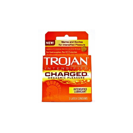Trojan Intensified Charged Condoms- 3 pk – Rechargeable, Discreet, Intimate Wellness Accessory – Quiet, Rechargeable, Waterproof, Couples & Solo Use, Discreet Intimate Wellness Accessory