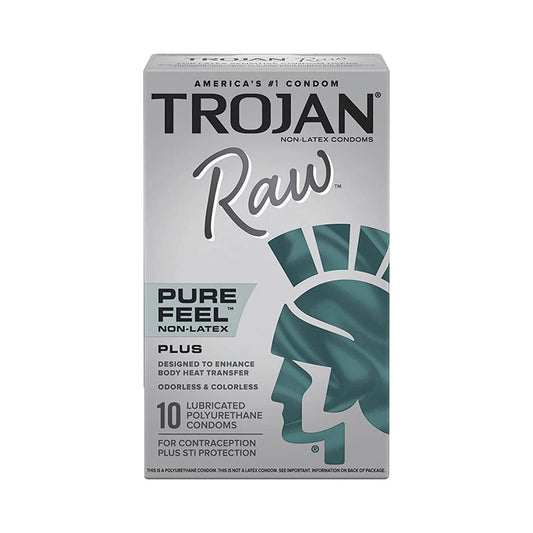 Trojan Raw Pure Feel Non-Latex 10pk – Rechargeable, Discreet, Intimate Wellness Accessory – Quiet, Rechargeable, Waterproof, Couples & Solo Use, Discreet Intimate Wellness Accessory