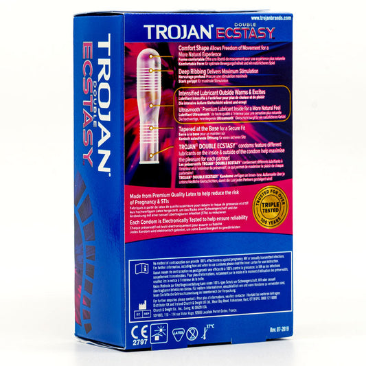 Trojan Double Ecstasy Box 10 – Rechargeable, Discreet, Intimate Wellness Accessory – Quiet, Rechargeable, Waterproof, Couples & Solo Use, Discreet Intimate Wellness Accessory