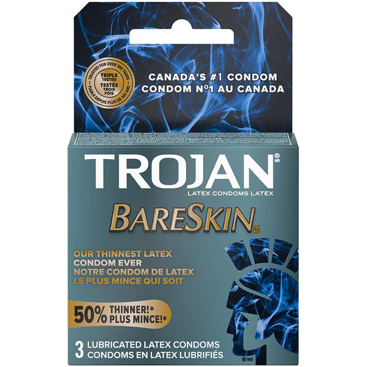 Trojan Sensitivity BareSkin Condoms 3 pk – Rechargeable, Discreet, Intimate Wellness Accessory – Quiet, Rechargeable, Waterproof, Couples & Solo Use, Discreet Intimate Wellness Accessory