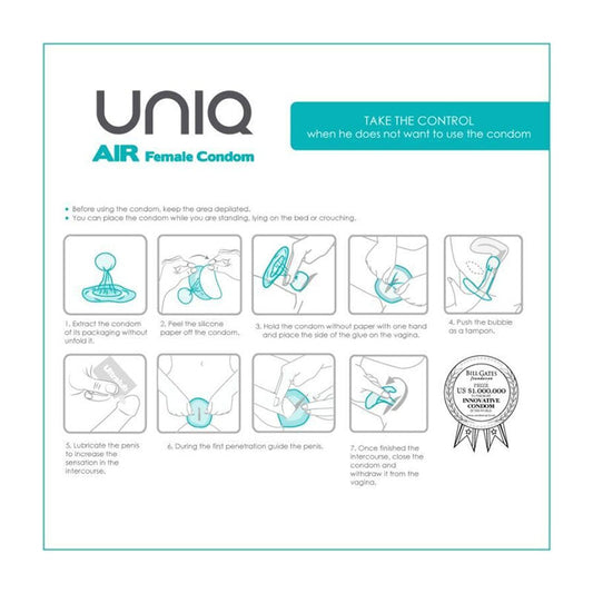 Uniq Air Female Condoms Box 3 – Rechargeable, Discreet, Intimate Wellness Accessory – Quiet, Rechargeable, Waterproof, Couples & Solo Use, Discreet Intimate Wellness Accessory