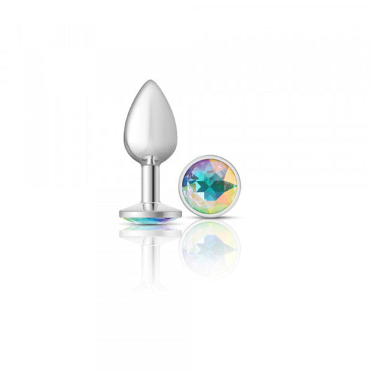 Silver Metal Plug - Round-Clear-Small – Rechargeable, Discreet, Intimate Wellness Accessory – Quiet, Rechargeable, Waterproof, Couples & Solo Use, Discreet Intimate Wellness Accessory