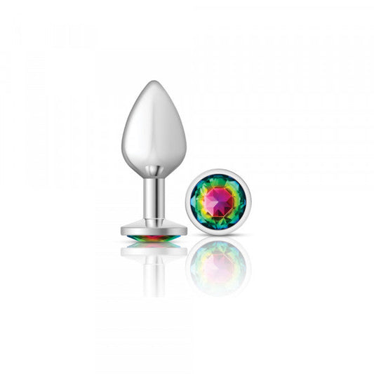 Silver Metal Plug - Round-Rainbow-Med – Rechargeable, Discreet, Intimate Wellness Accessory – Quiet, Rechargeable, Waterproof, Couples & Solo Use, Discreet Intimate Wellness Accessory